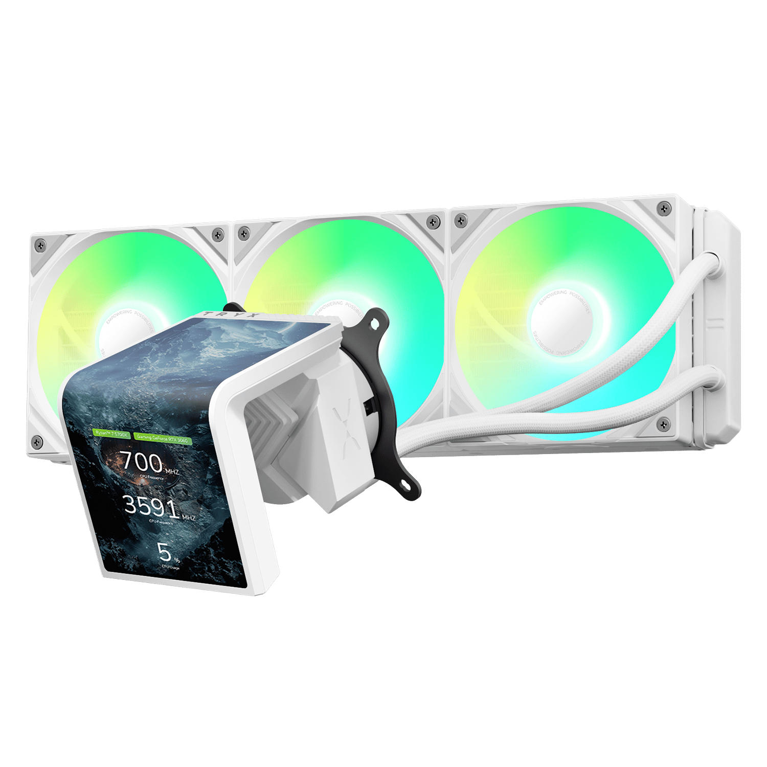TRYX PANORAMA SE ARGB 360mm AiO Liquid CPU Cooler in White - CCL